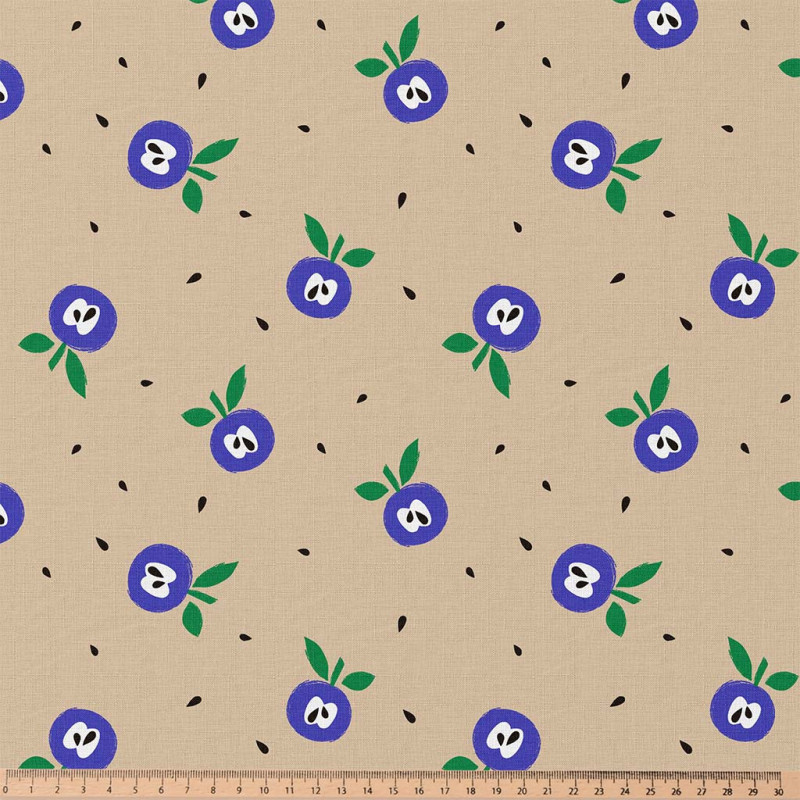 Printed Cotton YANICK Linen / Blue